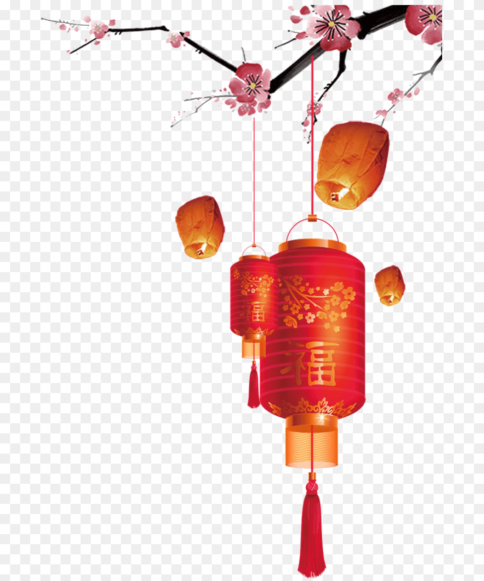 Hanging Chinese Lantern Chinese New Year, Lamp, Flower, Plant Free Transparent Png