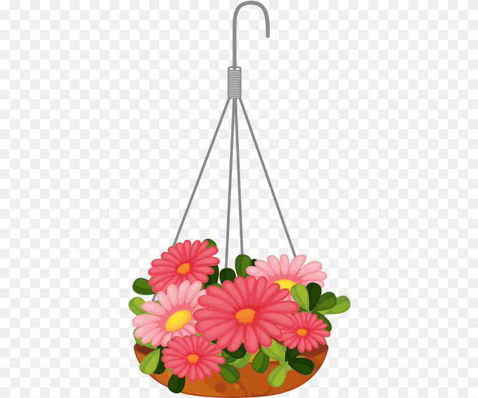Hanging Flower Clipart Hanging Baskets Clip Art, Chandelier, Daisy, Lamp, Plant Png Image