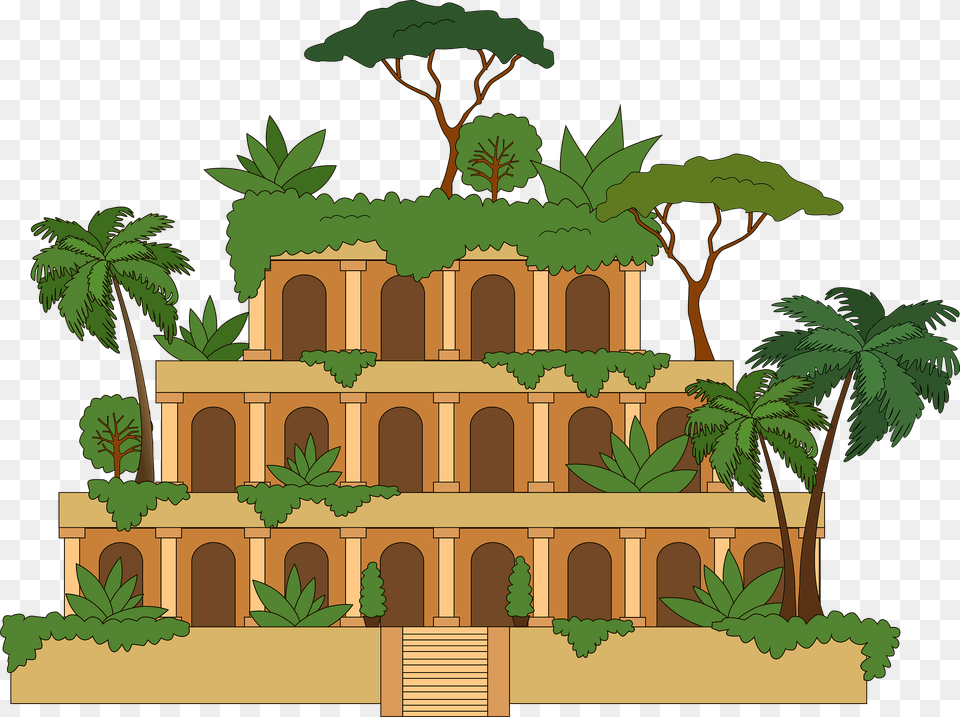 Hanging Gardens Of Babylon Clipart, Architecture, Vegetation, Tree, Plant Png Image