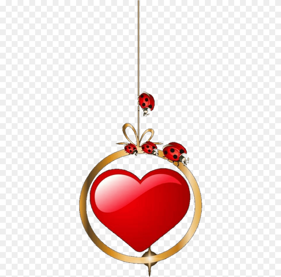 Hanging Hearts Red Ladybug Heart, Accessories, Chandelier, Lamp, Symbol Png Image