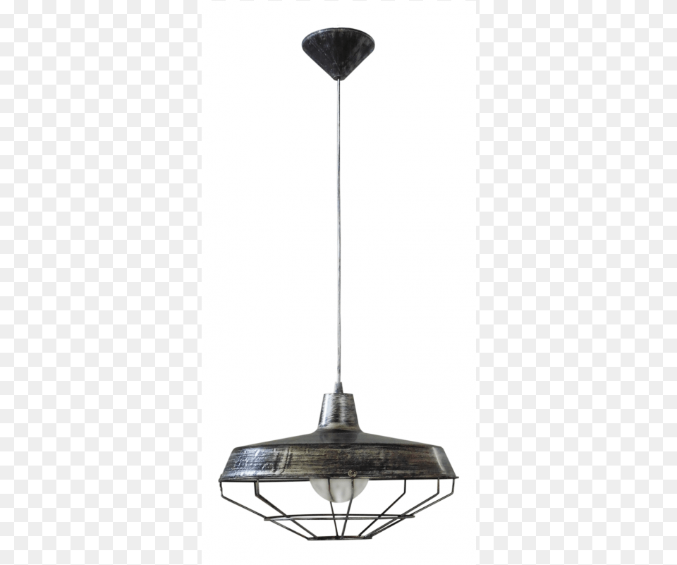 Hanging Light Fixture In Patina Silver Color With Metallic Lampshade, Lamp, Appliance, Ceiling Fan, Device Free Png