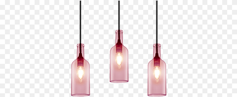 Hanging Pink Bottle Lamps Light, Chandelier, Lamp, Lighting, Light Fixture Png Image