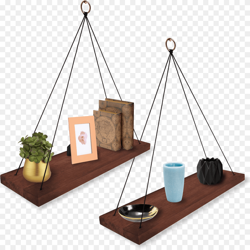 Hanging Wood Shelves Shelf, Plant, Potted Plant, Planter, Vase Png Image