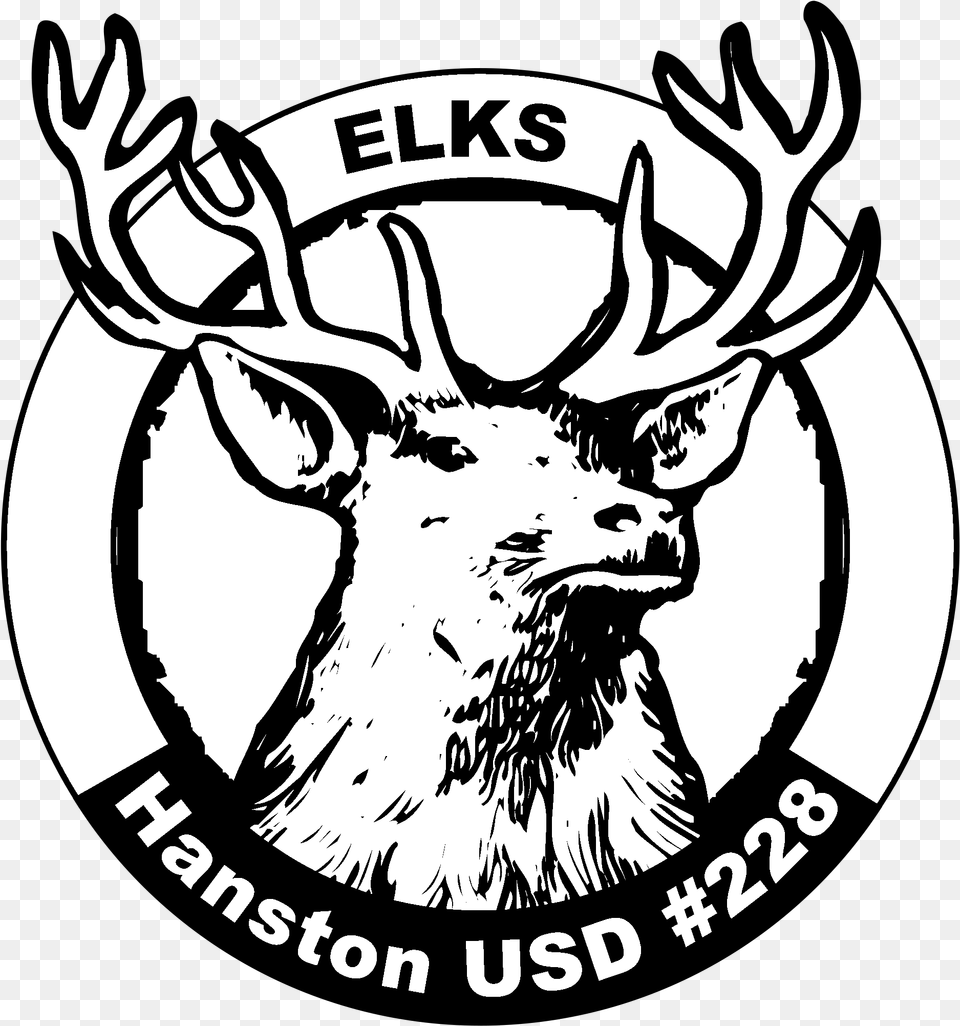 Hanston Usd 228 Logo Black And White Elk, Animal, Wildlife, Deer, Mammal Png Image