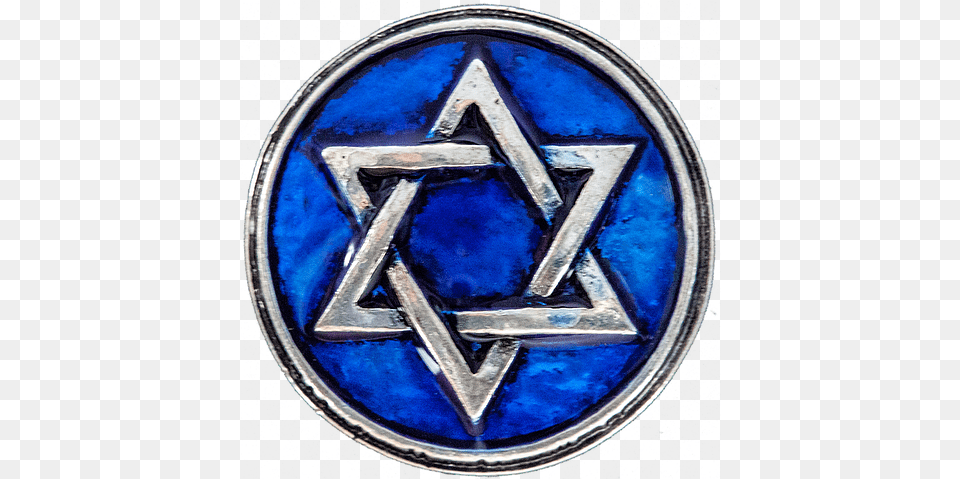 Hanukkah Silver Star Of David With Blue Background Snap Charm Jewish Symbols, Emblem, Symbol, Logo Png Image