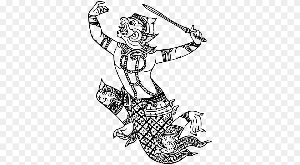 Hanuman In Black And White, Person, Art, Drawing Free Transparent Png