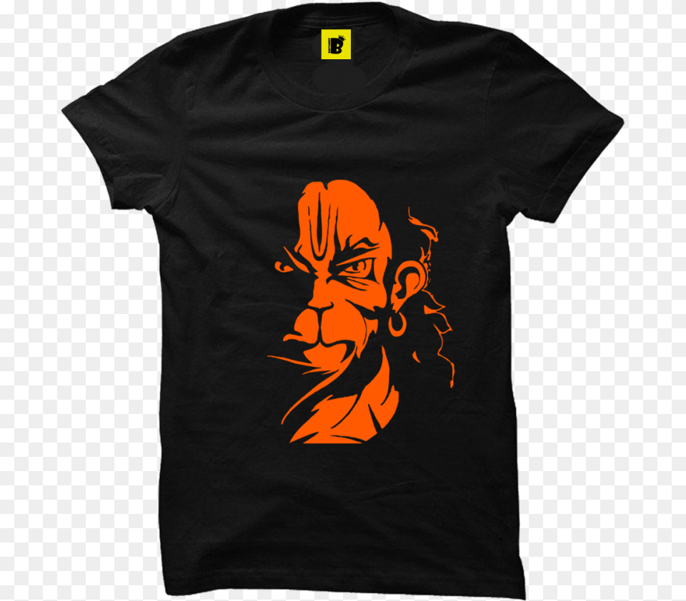 Hanuman Ji Black Powerful T Shirt Hanuman T Shirt, Clothing, T-shirt, Person, Face Free Png