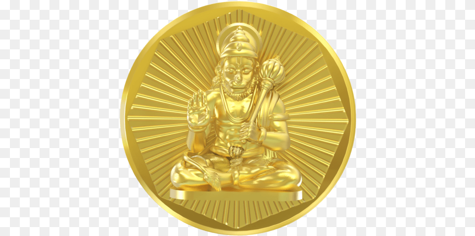 Hanuman Panchdhatu Coin Gautama Buddha, Gold, Person, Treasure, Face Free Png Download