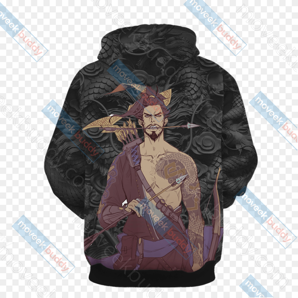 Hanzo 3d Hoodie Hoodie, Book, Comics, Publication, Adult Free Png Download