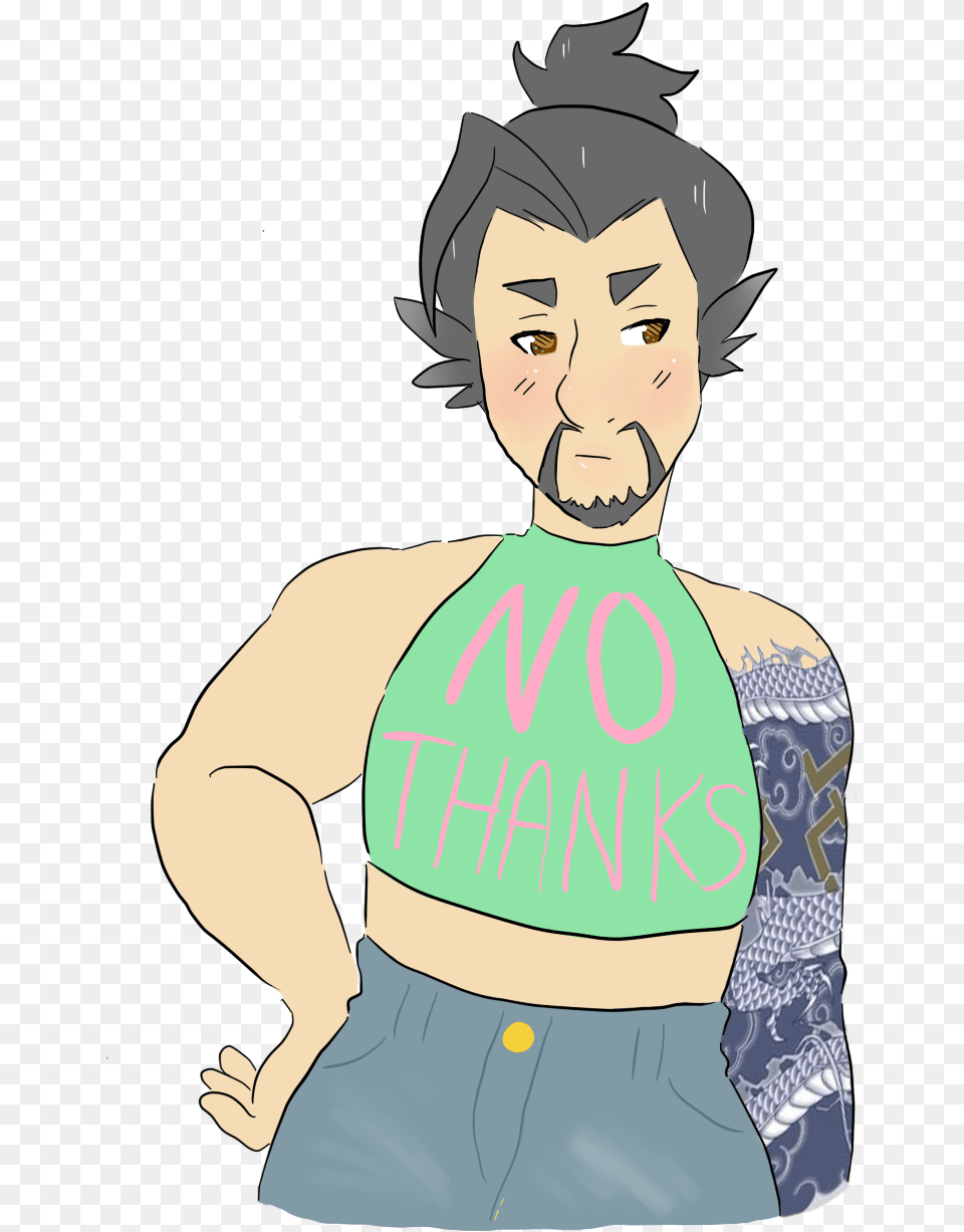 Hanzo In A Crop Top Inspired By Phsfg Cartoon, Adult, Male, Man, Person Free Png Download