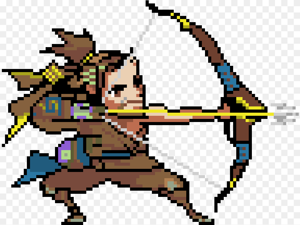 Hanzo Pixel Art Spray Overwatch Hanzo Pixel Spray, Archer, Archery, Bow, Person Free Transparent Png