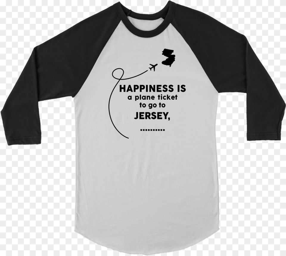Happiness Is A Plane Ticket To Go To Jersey Santa Claws Christmas Shirt 34 Sleeve Raglan Christmas, Clothing, Long Sleeve, T-shirt Free Png
