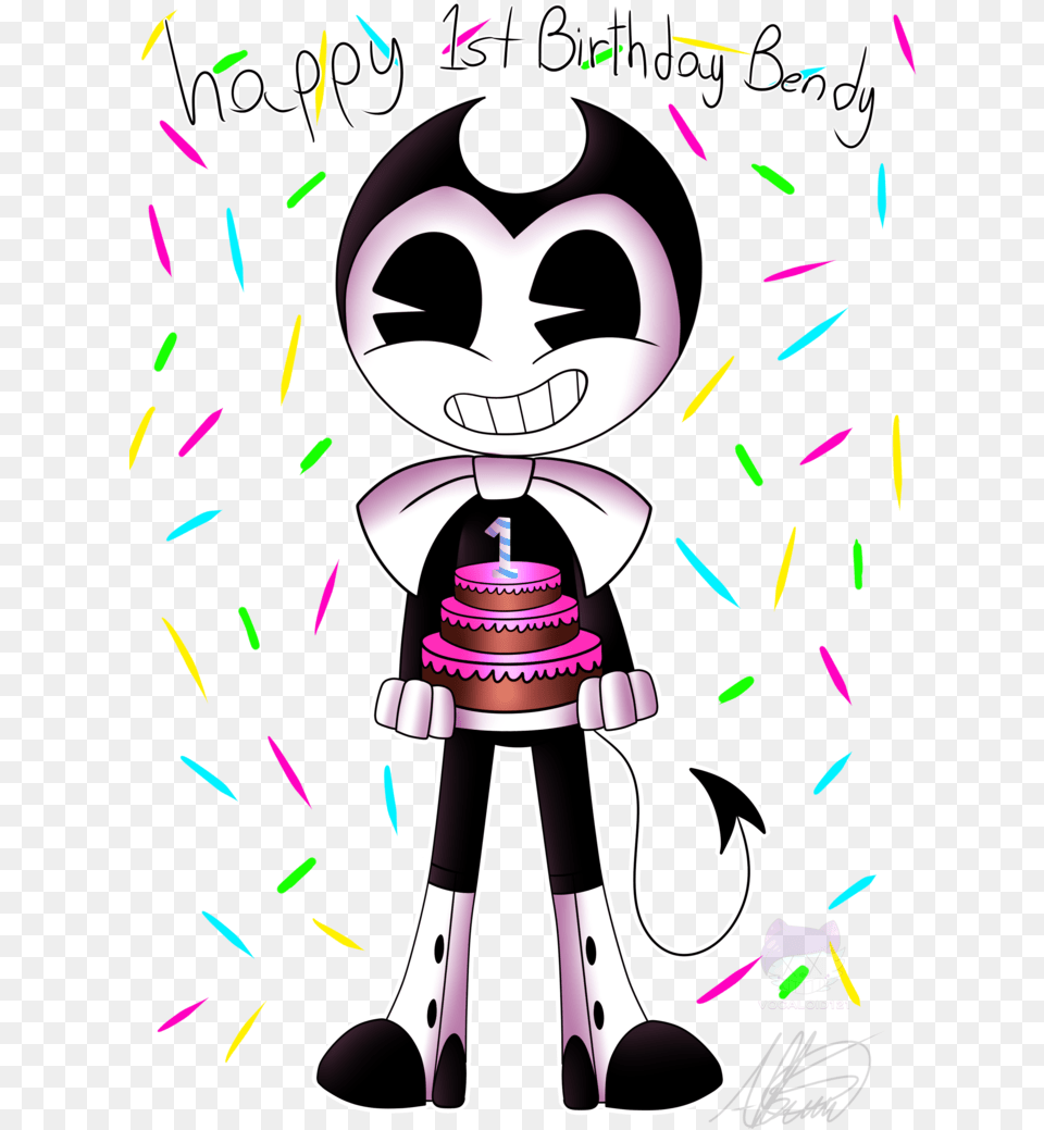 Happy 1st Birthday Bendy Graphic Design 735x1087 Clip Art, Purple, Person, Face, Head Png Image