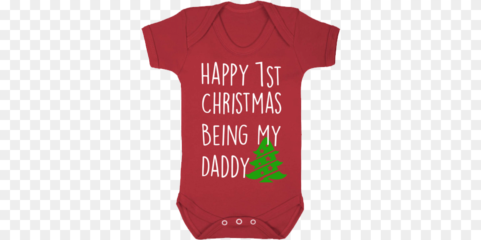 Happy 1st Christmas Being My Daddy Red Baby Vest Short Sleeve, Clothing, T-shirt, Shirt Free Png Download