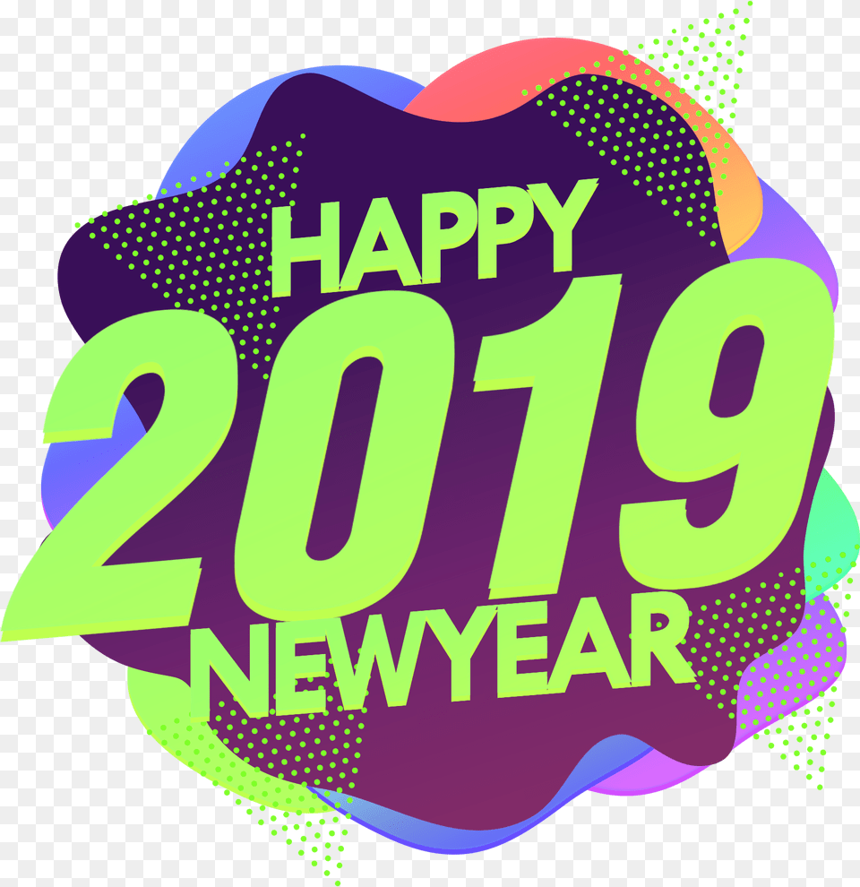 Happy 2019 New Year Illustration, Purple, Advertisement, Logo, Poster Png Image