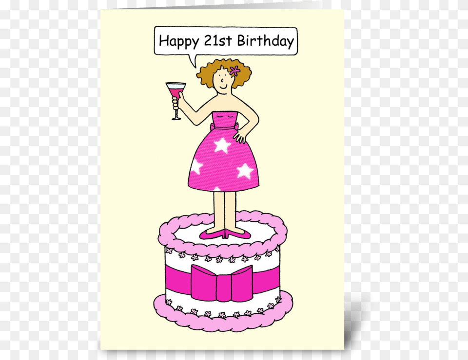 Happy 21st Birthday Lady On A Cake 50th Birthday Cake Cartoon, Baby, Person, Food, Dessert Free Transparent Png