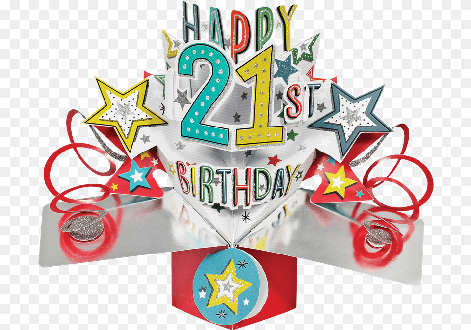 Happy 21st Birthday Pop Up Greeting Card 21st Birthday Card Pop Up, Symbol, Dynamite, Weapon, Text Png Image