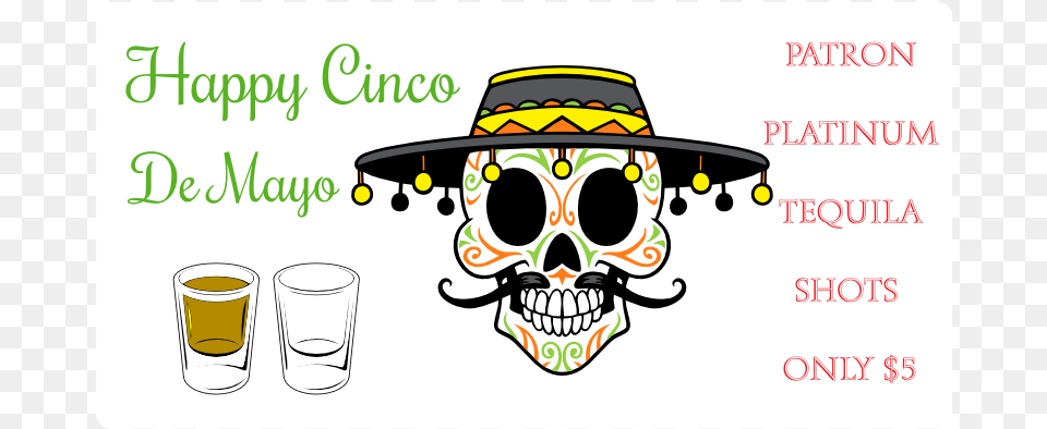Happy 5 De Mayo Static Cling Skull, Clothing, Hat, Aircraft, Airplane Free Png Download