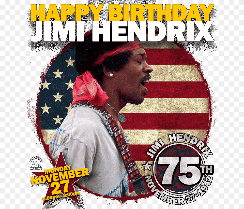 Happy 75th Birthday Jimi Hendrix Jimi Hendrix Birthday, Adult, Advertisement, Female, Person Free Png