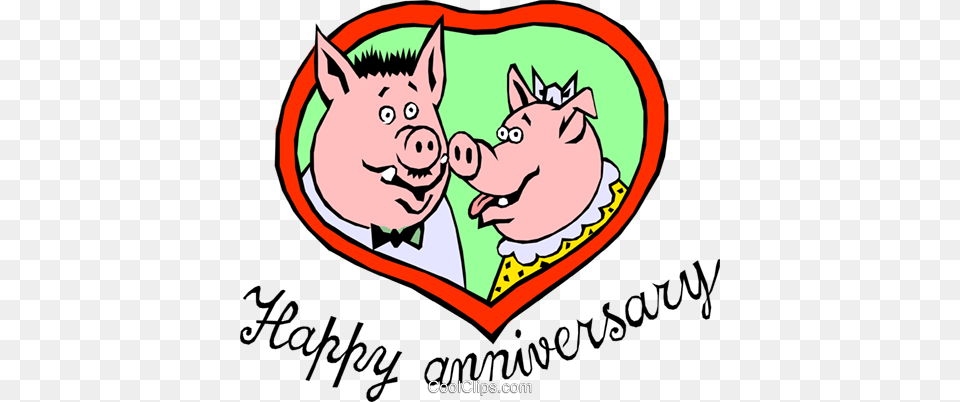 Happy Anniversary Pigs Royalty Vector Clip Art Illustration, Animal, Mammal, Hog, Pig Free Png Download