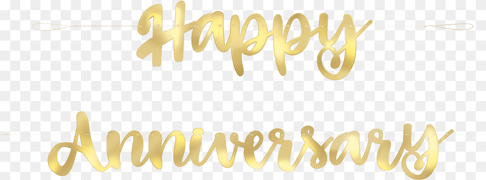 Happy Anniversary Script Banner Gold Calligraphy, Handwriting, Text Free Transparent Png