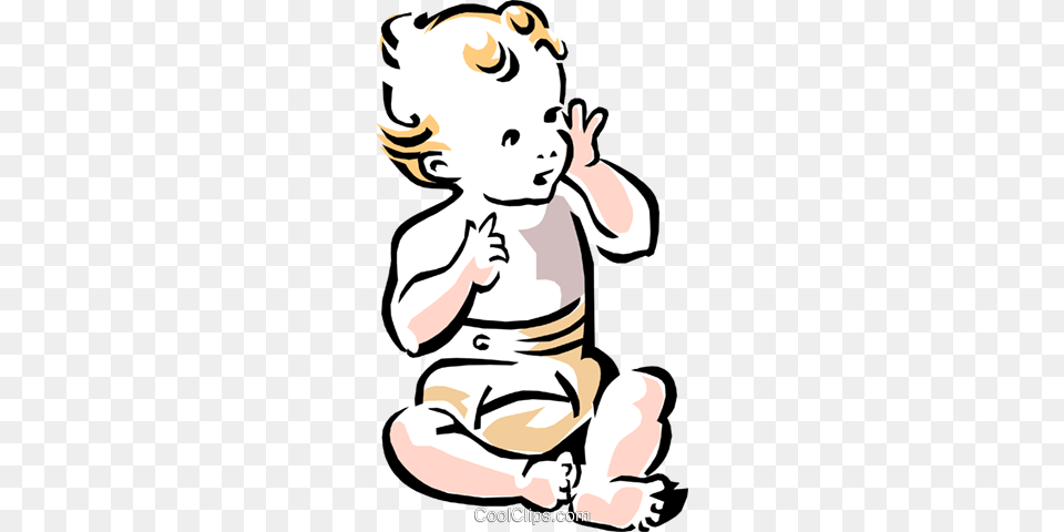 Happy Baby In Diapers Royalty Vector Clip Art Illustration, Kneeling, Person, Face, Head Png