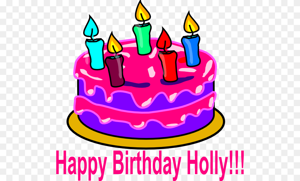 Happy Bday Holly Clip Art, Birthday Cake, Cake, Cream, Dessert Png Image