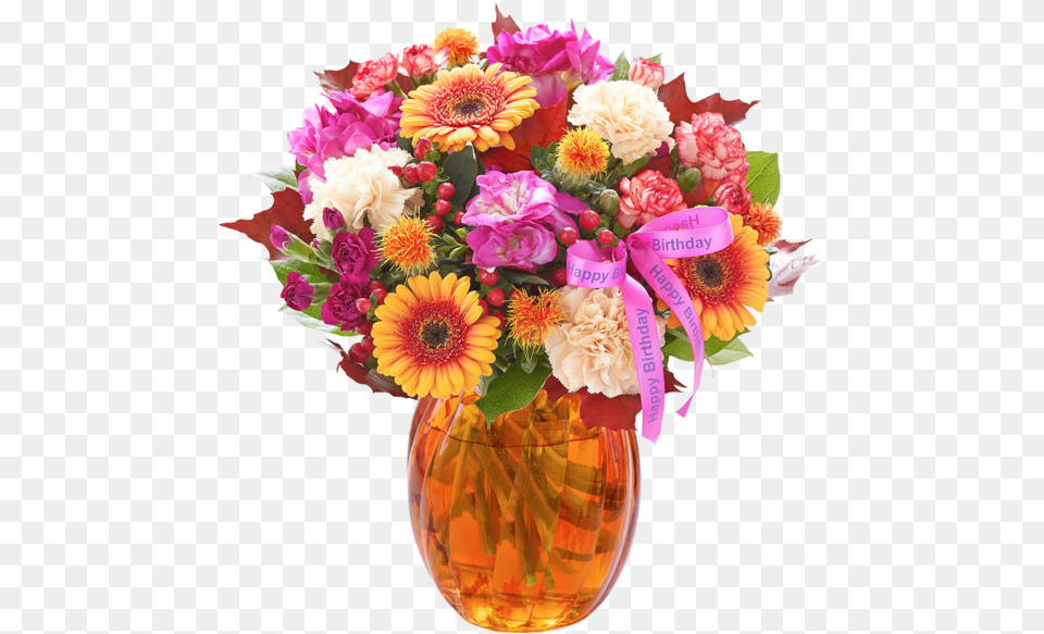 Happy Birthday Autumn Brights Globe Fall Flowers Friend Birthday, Flower Bouquet, Plant, Flower, Flower Arrangement Free Png