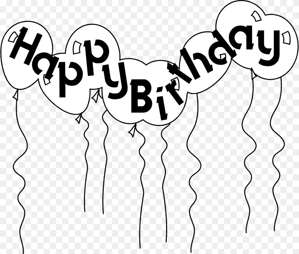 Happy Birthday Balloon Clipart Black And White Happy Birthday Gif Countdown, Text, Baby, Person Png