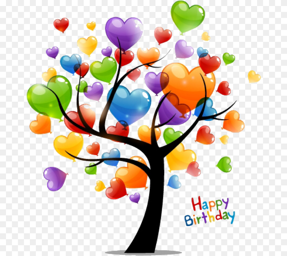 Happy Birthday Balloon Tree, Art, Graphics Png