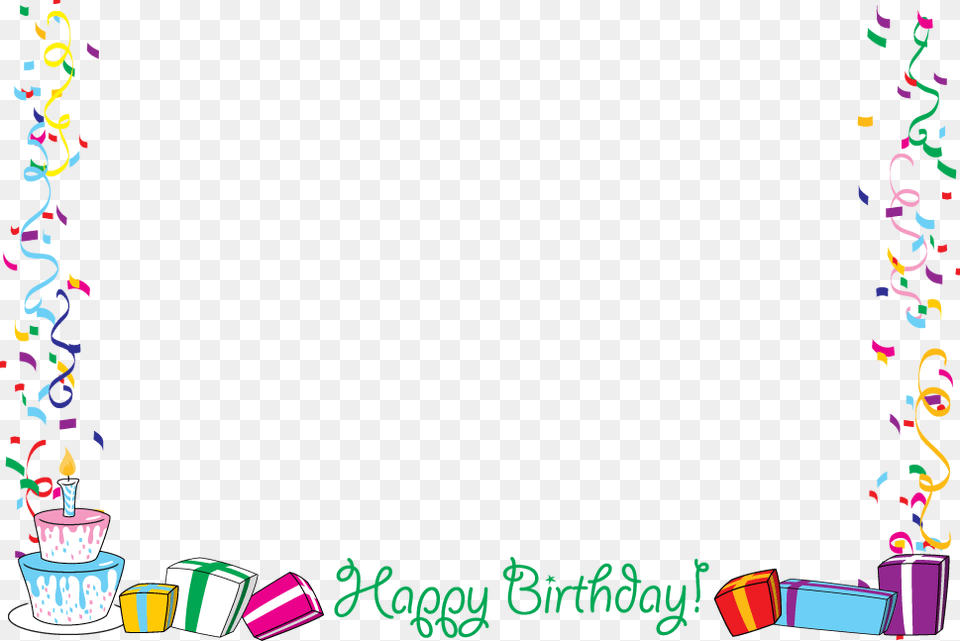 Happy Birthday Border Birthday Card Borders Clip Art Happy Birthday Border, Paper, Confetti Png