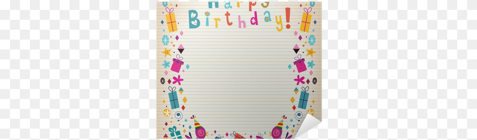 Happy Birthday Border Lined Paper Retro Card Poster Happy Birthday Border Design, Text, Number, Symbol, White Board Png