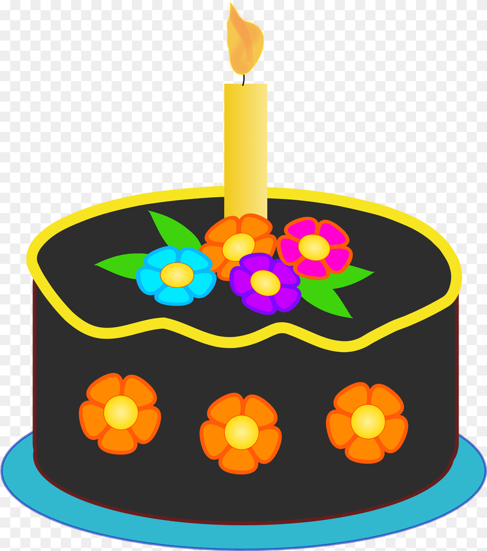 Happy Birthday Cake Clip Art Happy Birthday Candle Clip Birthday Cake Images Public Domain, Birthday Cake, Cream, Dessert, Food Png Image