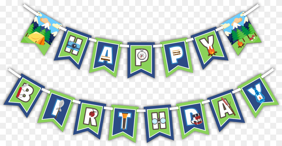 Happy Birthday Camping Banner, Text, Scoreboard Png Image