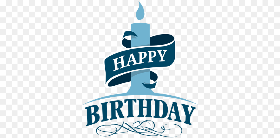 Happy Birthday Candle Ribbon Illustration Transparent Logo Png Image