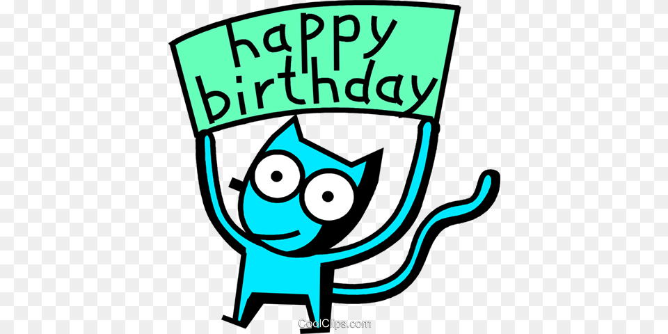 Happy Birthday Cat Royalty Vector Clip Art Illustration, Sticker, Smoke Pipe Png Image