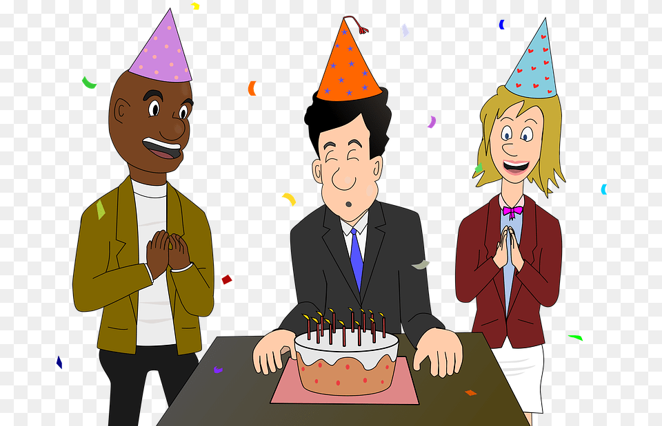 Happy Birthday Celebration Party On Pixabay Celebrate His Birthday Cartoon, Person, People, Clothing, Hat Png Image