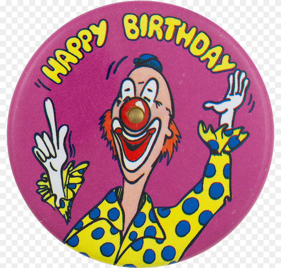 Happy Birthday Clown Innovative Button Museum Cartoon, Badge, Logo, Symbol, Performer Png Image