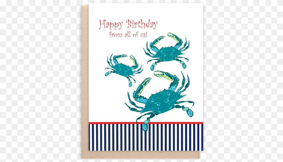 Happy Birthday Crab Card Blue, Food, Seafood, Animal, Invertebrate Png Image