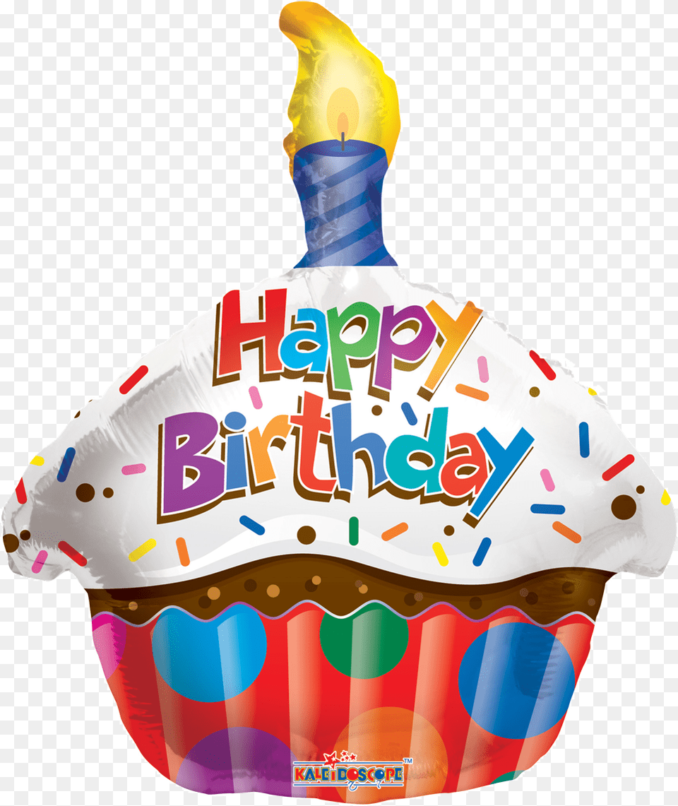Happy Birthday Cupcake Balloons All American Balloons Cartoon Happy Birthday Cake And Balloons, Cream, Dessert, Food, Ice Cream Png Image