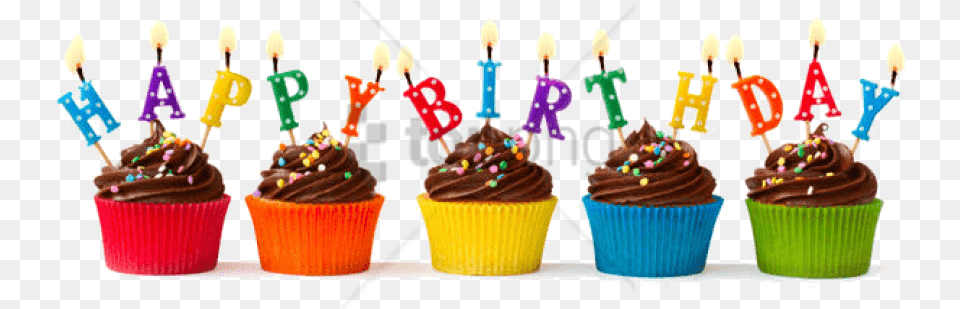 Happy Birthday Cupcakes Birthday Celebrations At Work, Cake, Cream, Cupcake, Dessert Png Image