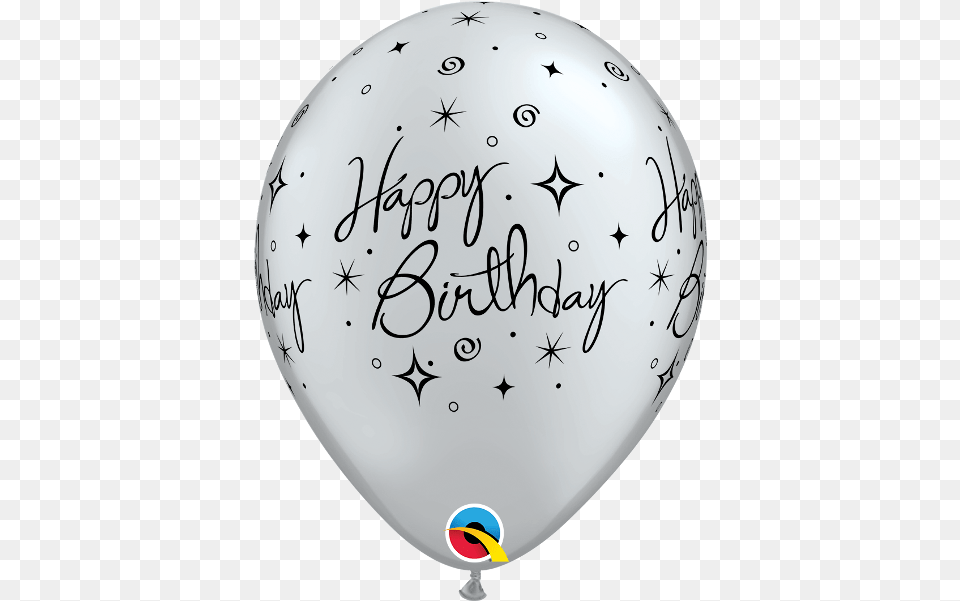 Happy Birthday Elegant Sparkles U0026 Swirls Pearl Silver 11 Balloons Silver Birthday Balloons, Balloon, Clothing, Hardhat, Helmet Png Image