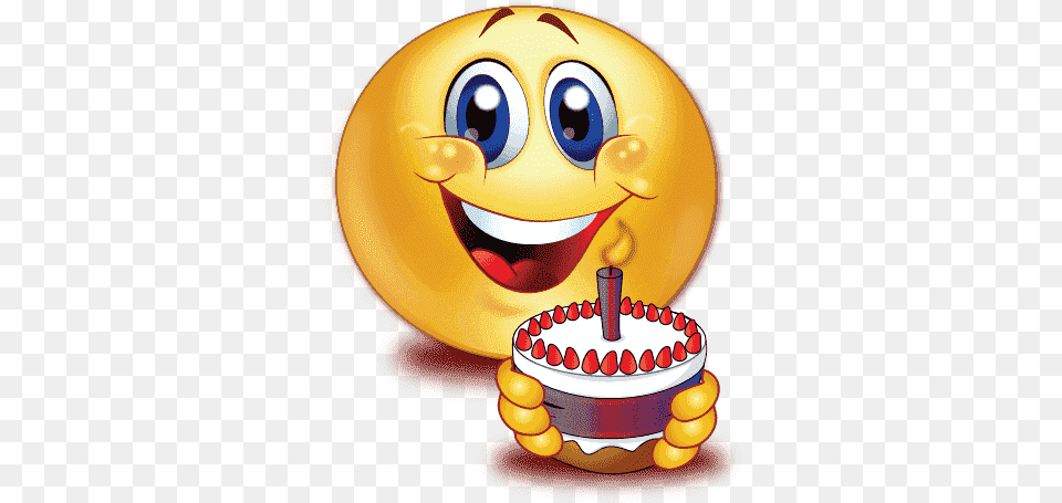 Happy Birthday Emoji Photos Emoji With Birthday Cake, Birthday Cake, Cream, Dessert, Food Png Image