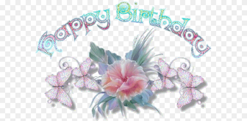 Happy Birthday Flower Sparkles, Accessories, Jewelry, Plant Png Image