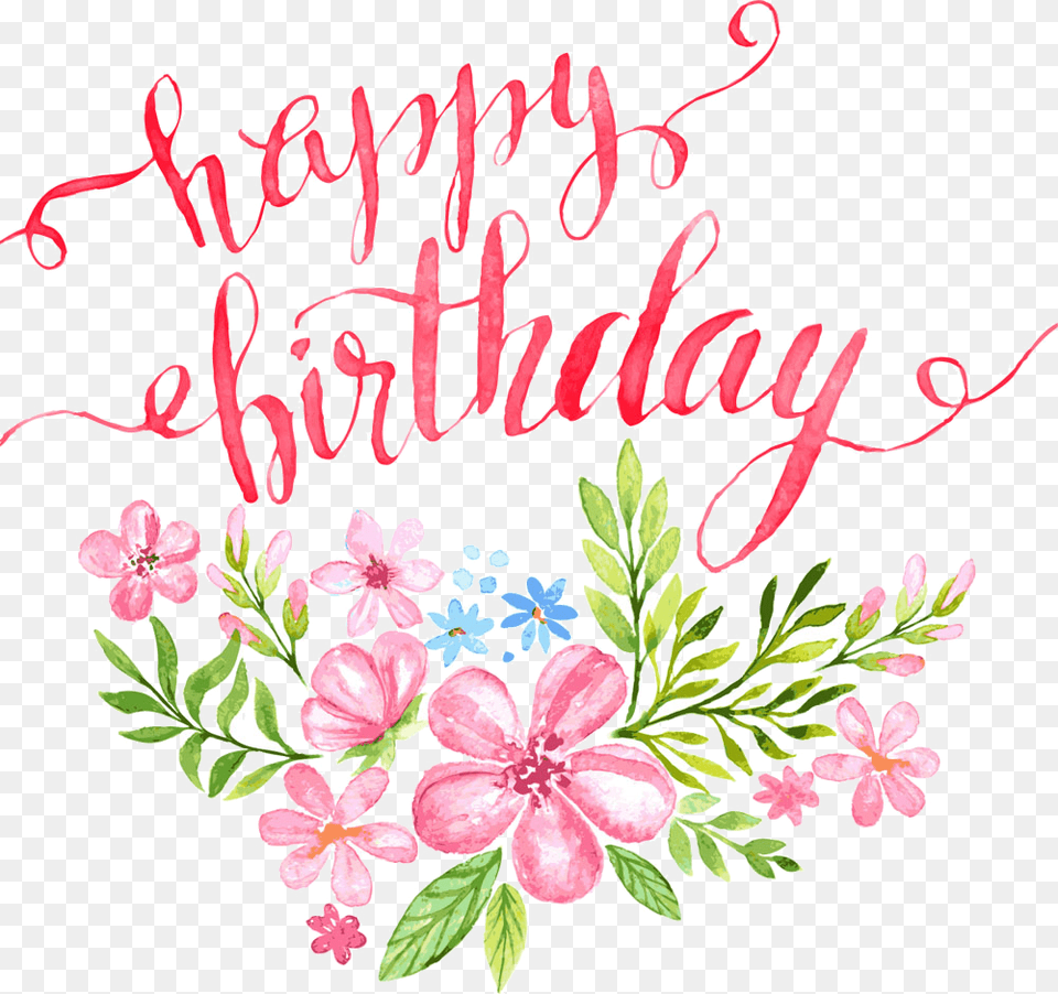 Happy Birthday Flowers, Pattern, Art, Mail, Greeting Card Free Png