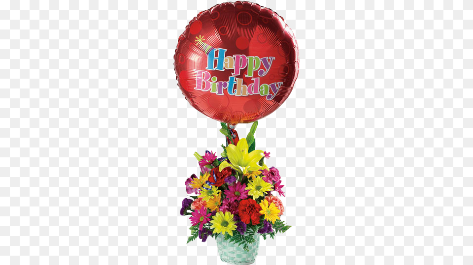 Happy Birthday Flowers, Balloon, Flower, Flower Arrangement, Flower Bouquet Free Png Download