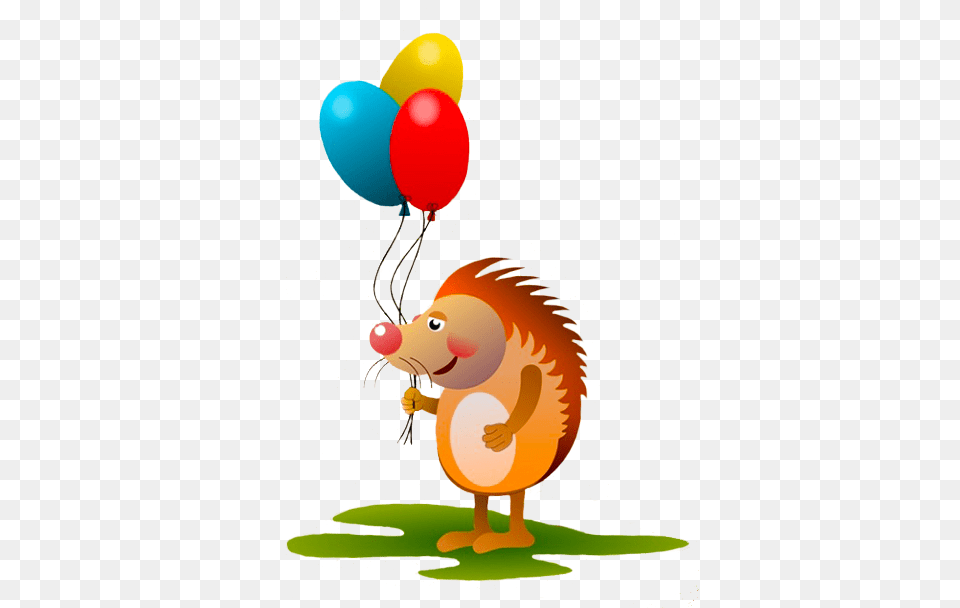 Happy Birthday Flowers Hedgehog With Birthday Balloons, Balloon, Animal, Bird Free Transparent Png