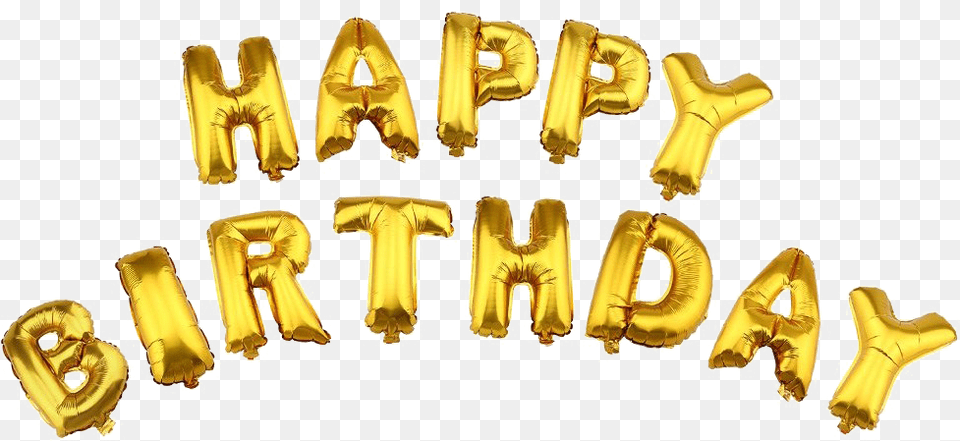 Happy Birthday Foil Balloon All Happy Birthday Balloons Background, Gold, Text, Plant, Fungus Png