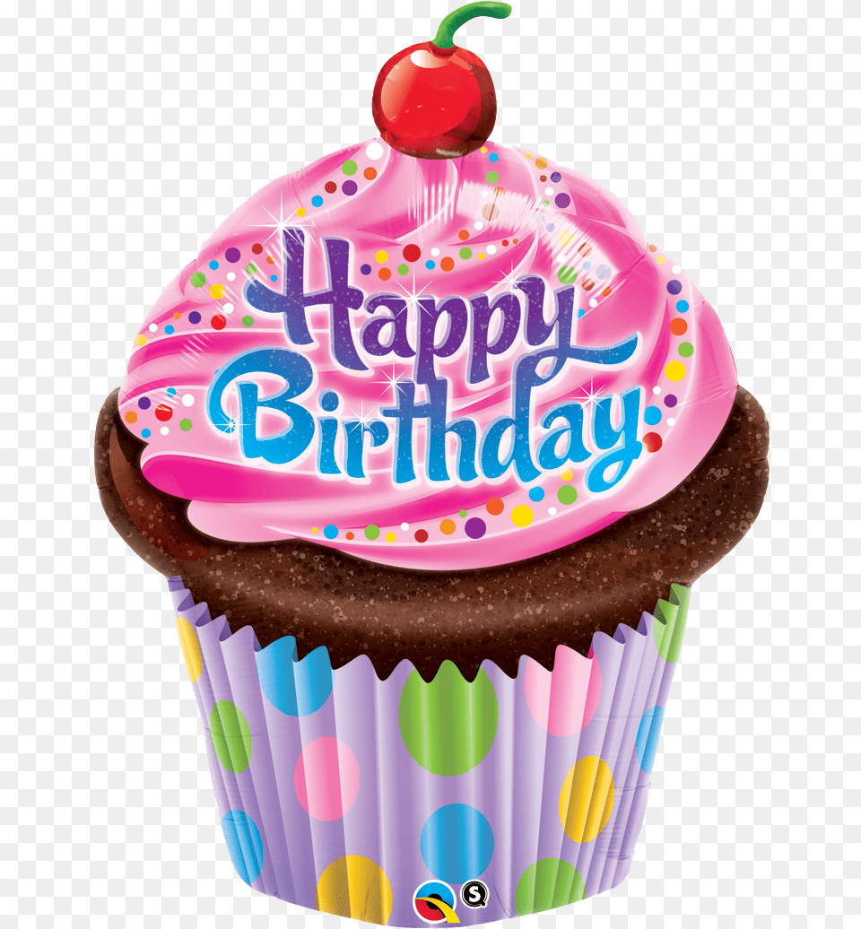 Happy Birthday Frosted Cupcake Balloons Transparent Happy Birthday Cupcake, Birthday Cake, Cake, Cream, Dessert Free Png Download
