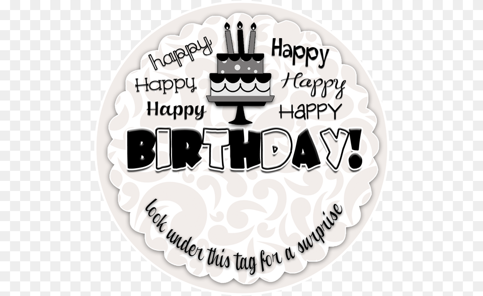 Happy Birthday Gift Tags Printable Black And White, Birthday Cake, Cake, Cream, Dessert Free Png